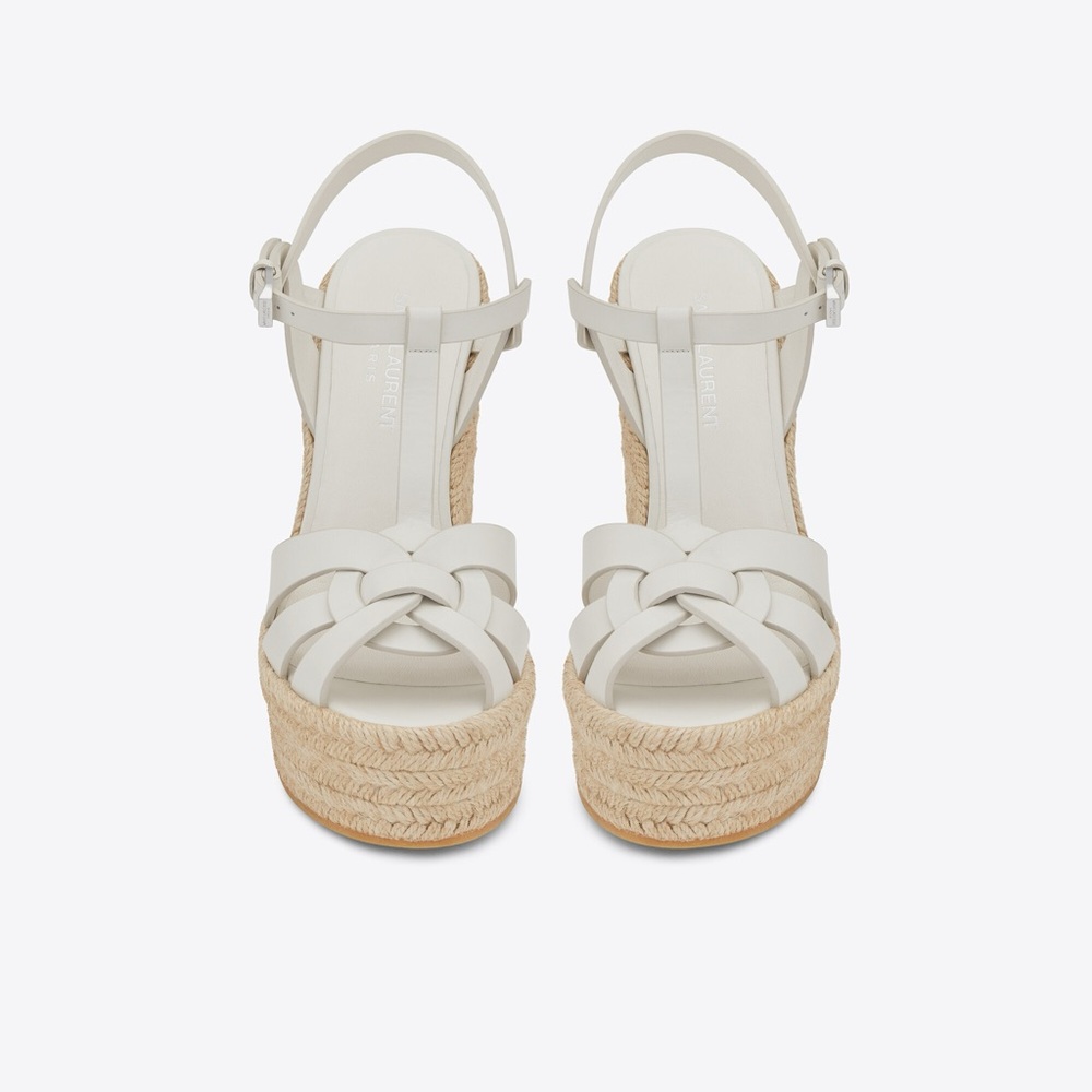 YSL Saint Laurent TRIBUTE ESPADRILLES WEDGE in White